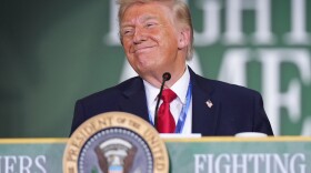 President Donald Trump listens during an event at Custer Farms in Chippewa Falls, Wis., Friday, June 5, 2026.