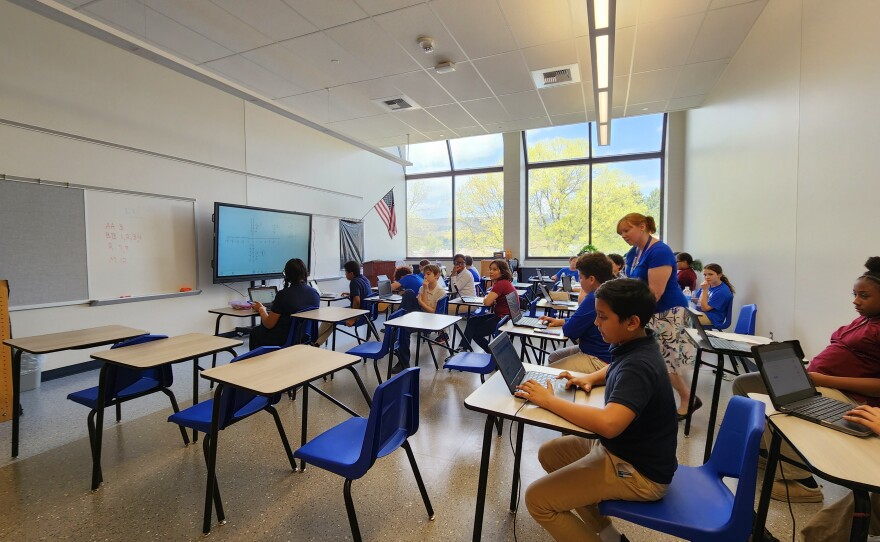 Students learn in a renovated classroom at West Scranton Intermediate School.