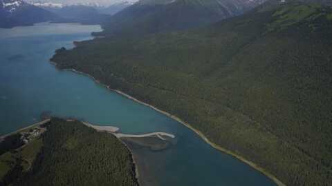 An aerial view of Berners Bay, where the state is proposing to build the Cascade Point ferry terminal.