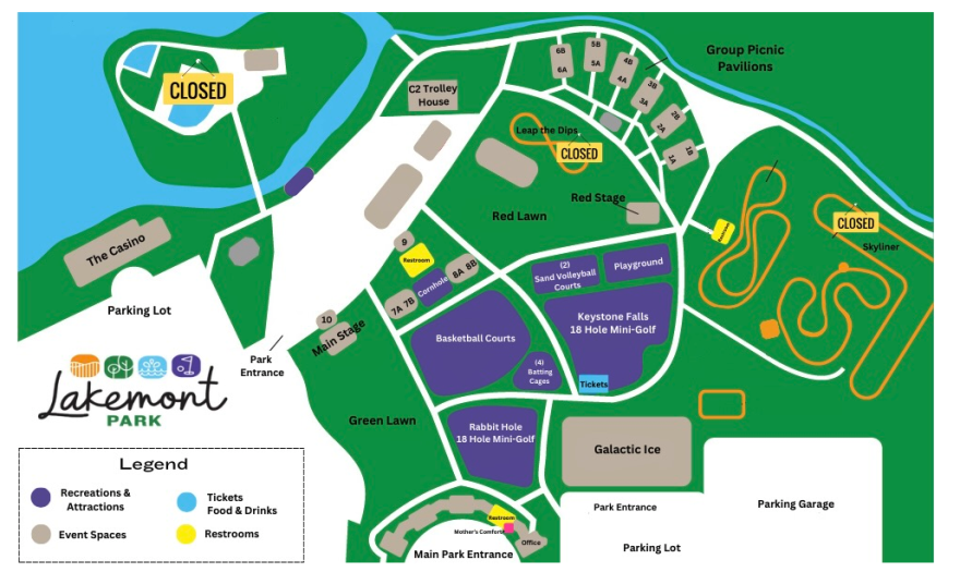 The rides at Lakemont Park have been closed since 2024, but other attractions remain open. 
