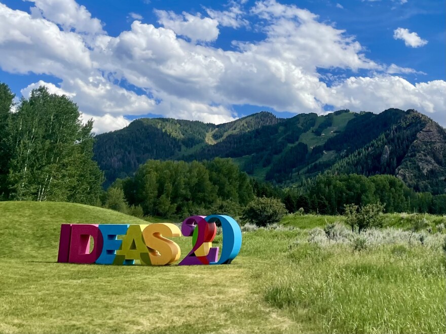 A colorful sculpture reads “Ideas 20,” in honor of the Aspen Ideas Festival’s 20th anniversary, on Tuesday, June 25, 2024. The festival welcomes a cohort of fellows each year to collaborate and gather ideas that could translate to real-world action.