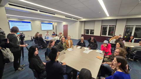 Dozens of people attended a public meeting at the Walnut Hills branch library on Oct. 19, 2026, to give input on how Cincinnati should regulate data centers.