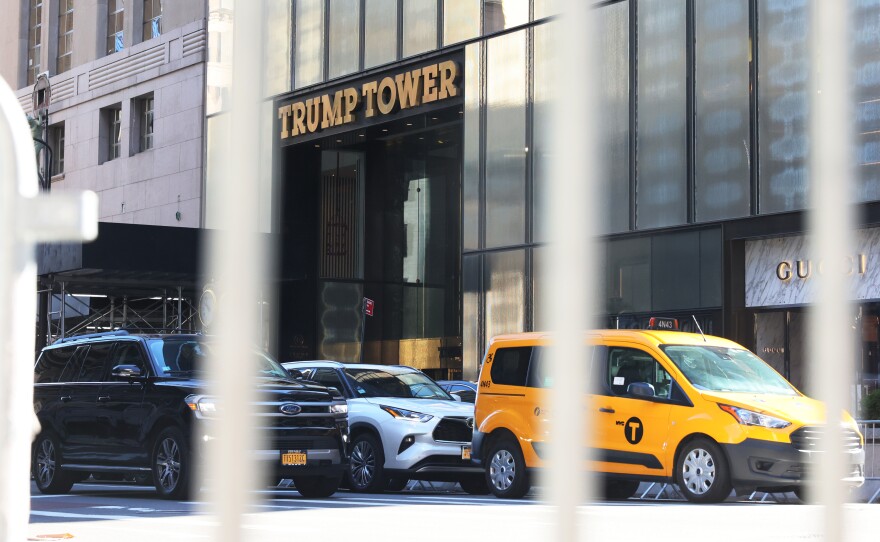 Trump Tower is seen ahead of Former President Donald Trump's arrival on Monday in New York City.