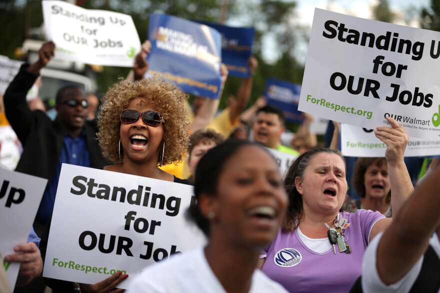 Hundreds of demonstrators rallied to protest Wal-Mart's labor practices in Hyattsville, Md., in Sept. 2013.