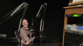 Kenzie Martin in the studio, recording an episode of Book Club. 