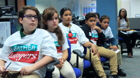 Students from West Miami Middle School simulated hurricane preparedness and emergency responses in the county's emergency operations center in Doral on Wednesday, October 17, 2018. The program, StormZone, has given students this simulation for 12 years.