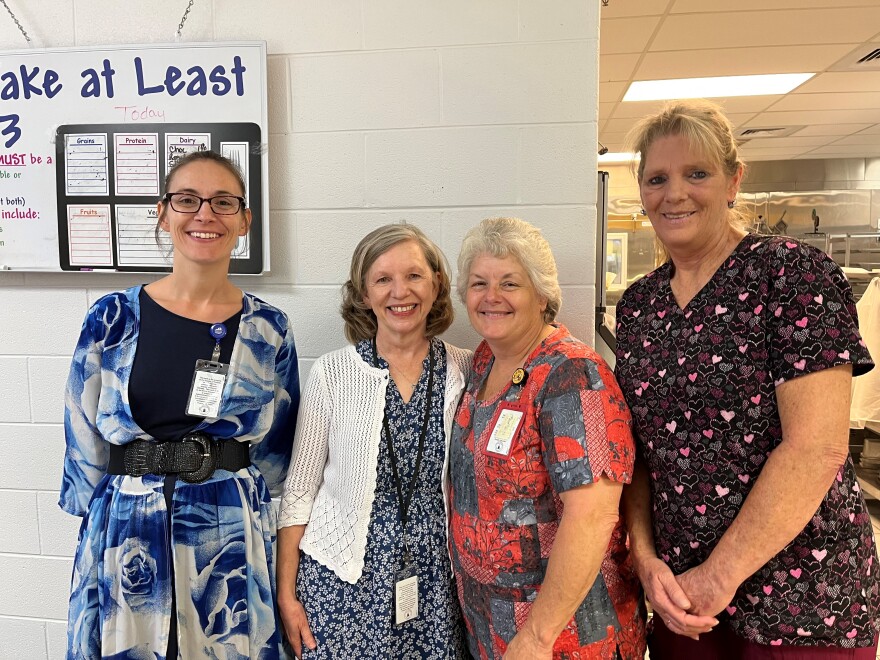  Jessica Morrison, Ethelene Sadler, Teresa Wright and Lisa Price are school nutrition workers in Pulaski County. They prepare meals for children during summer school, and distribute meals at parks, churches and schools during summer. 
