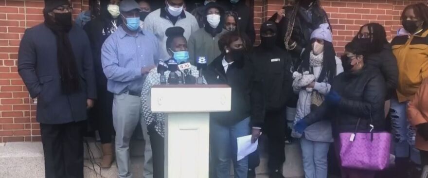 Members of Tyshon Jones' family along with Rev. Myra Brown and other supporters at Spiritus Christi Church on Sunday, 3/14/21.