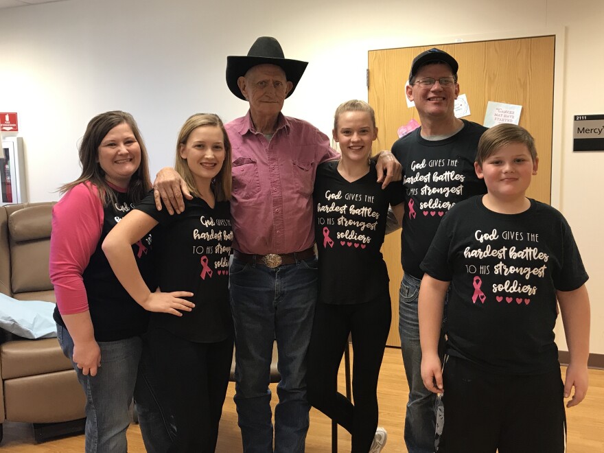 Art Terry, center, and members of his family stand for photo at the Mercy Hospital Fort Scott cancer unit before it closed in January. He died days before the closure.
