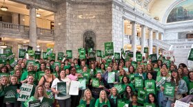 Advocacy group The Policy Project rallied inside the Utah Capitol, Nov. 19, 2025, to ask state lawmakers to pass bills aimed at increasing family affordability. The rally happened while lawmakers were in interim session ahead of the 2026 legislative session that starts in January.