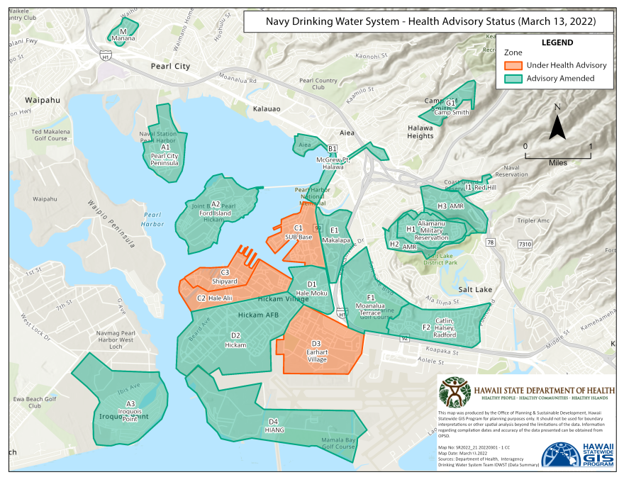 Navy Drinking Water System - Health Advisory Status (March 13, 2022)