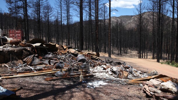Damage from the Calf Canyon/Hermits Peak fire in Mora County