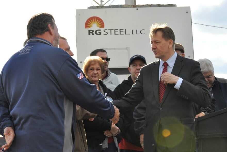 Democratic gubernatorial candidate Richard Cordray, seen here on the campaign trail with union members at the site of a closed steel plant in Warren, Ohio, on Oct. 23, 2018.