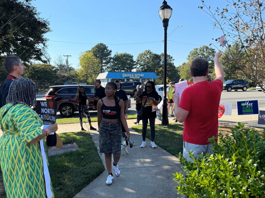 People walking to polls