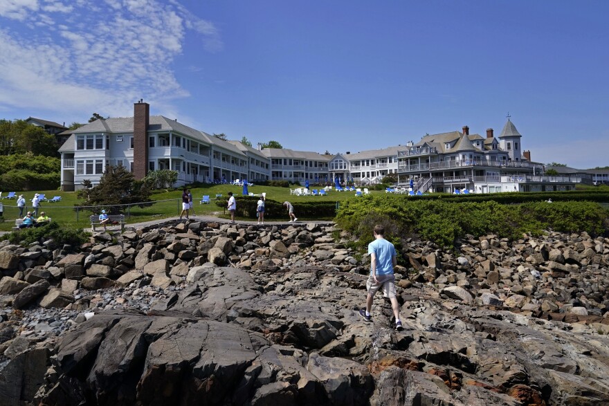 The Beachmere Inn overlooks the rocky coast Wednesday, May 26, 2021, in Ogunquit, Maine.