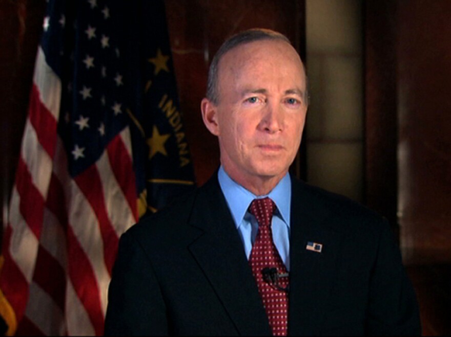 In this image from video, Indiana Gov. Mitch Daniels delivers the Republican response to Obama's State of the Union address.