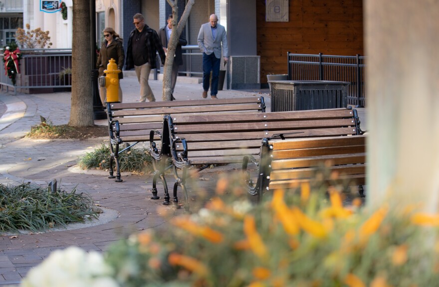 After being removed in the spring, the park benches along Main Steet and parts of 4th were returned last week. They were repainted, planed (smoothed out) and re-stained.