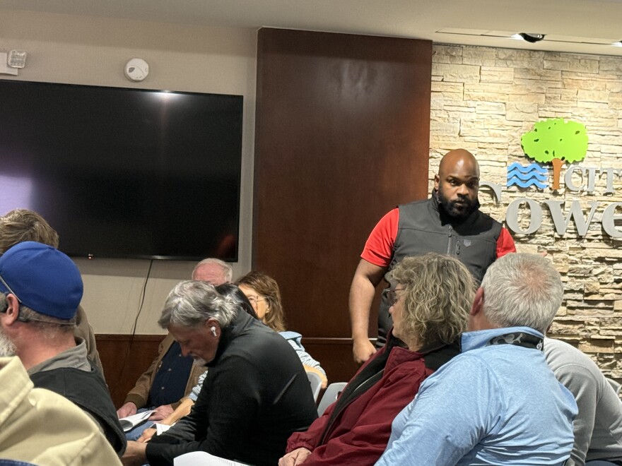 Former Wagoner councilman Patrick Sampson speaks during the Coweta council meeting Monday night.