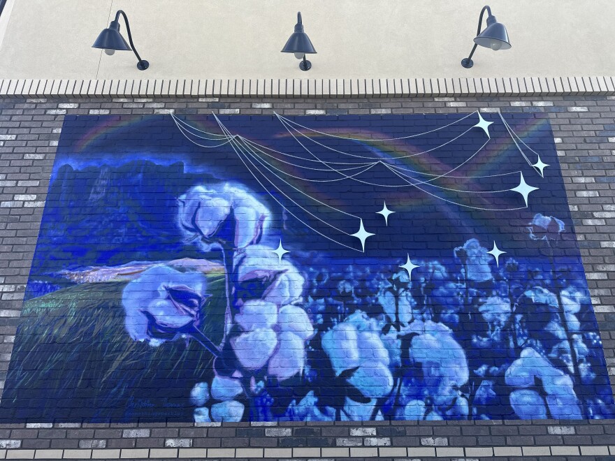 The "Dreamy Cotton Field" mural by artist Christina Thomas in Gilbert.