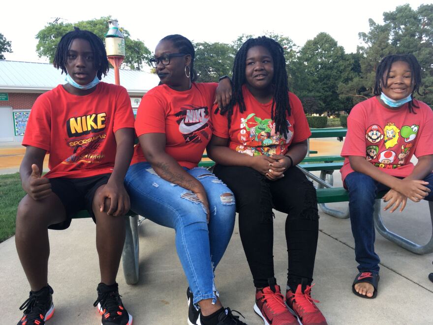 “Now, I have a little bit of extra room in my budget,” Cobb said about the expanded Child Tax Credit. “[T]hat extra cushion allows us to be able to enjoy life a little bit.” Left to right: Isaiah Cobb, Anita Cobb, Amaria Cobb and Dashaun Davis