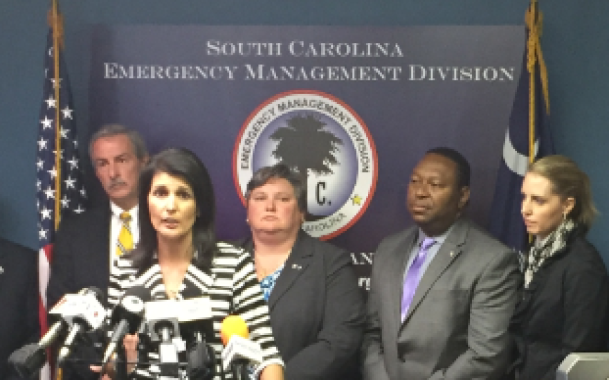 Gov. Nikki Haley and other state officials during Tuesday press conference.