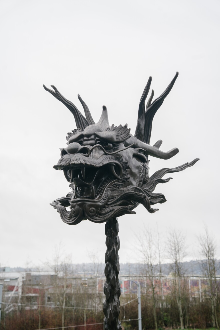 Ai Weiwei's sculpture of a dragon stands at Olympic Sculpture Park. It will be on display until October 2027.