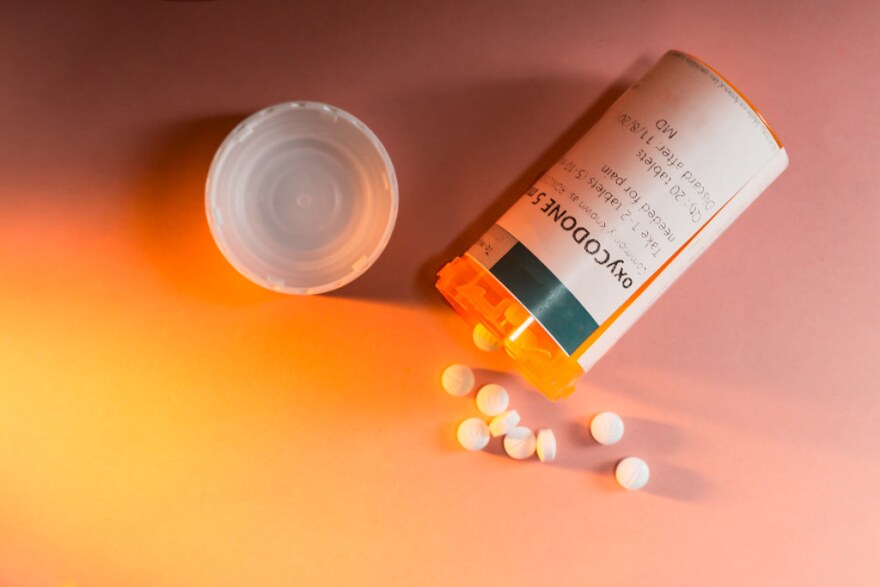 A bottle of oxycodone painkillers.