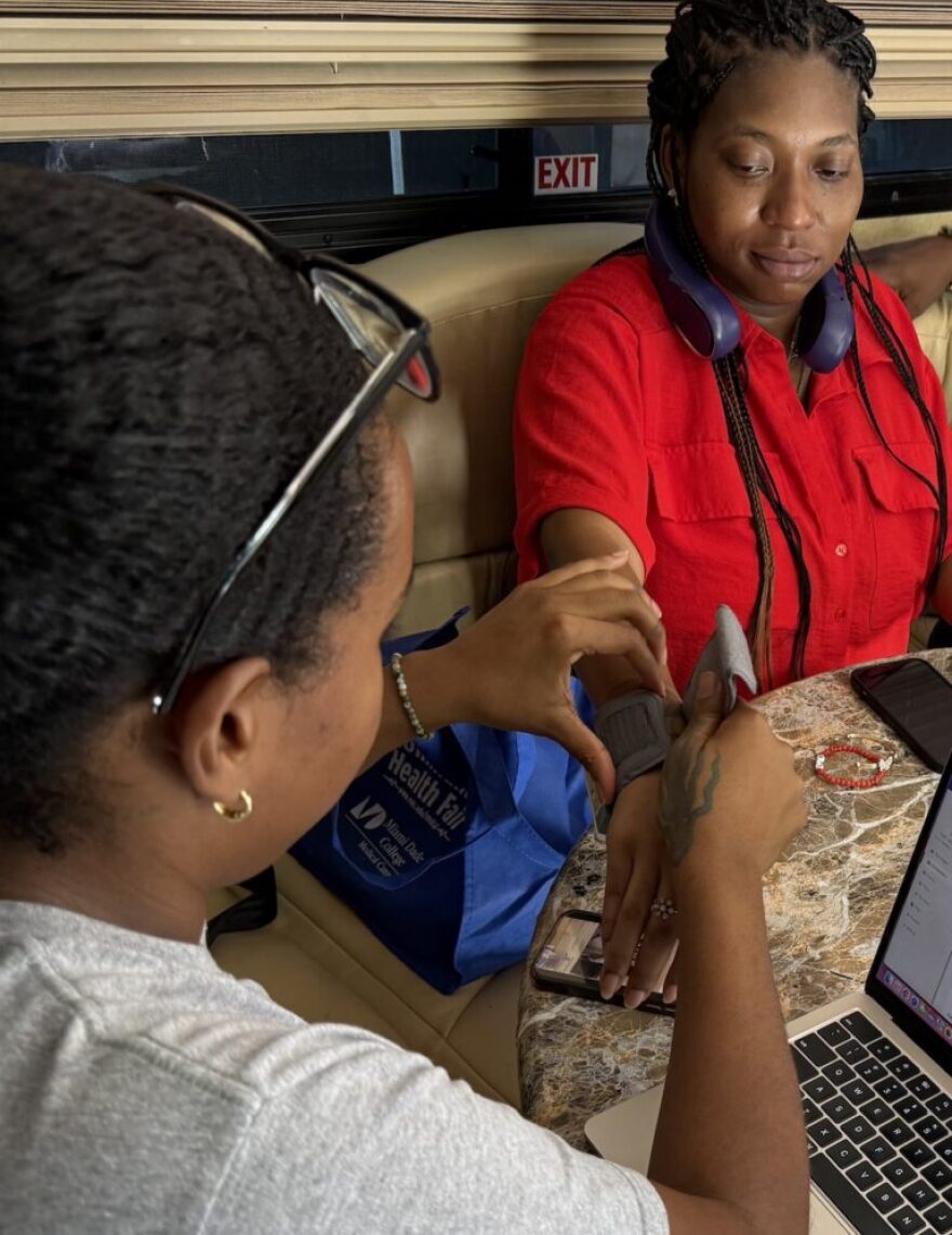 Me’Asia Taylor, pregnant with her first child, is pictured inside the mobile midwifery clinic run by the Southern Birth Justice Network on March 7.