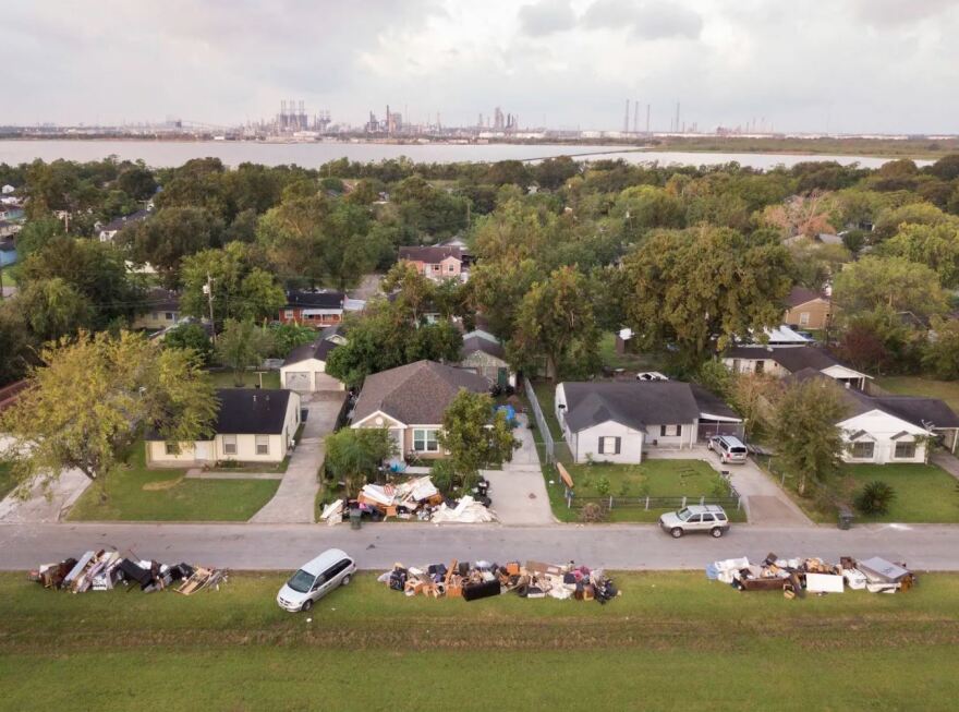 Piles of flood damage from Hurricane Harvey lay outside of homes in Port Arthur in Jefferson County on Sept. 20, 2017. The coastal county, which recorded the highest rainfall totals from Harvey and shattered U.S rainfall records, received zero dollars of disaster aid so far from the Texas General Land Office.