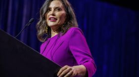 Michigan Gov. Gretchen Whitmer speaks during the Michigan Democratic Party Legacy Dinner in Detroit, Mich., on April 18, 2026.