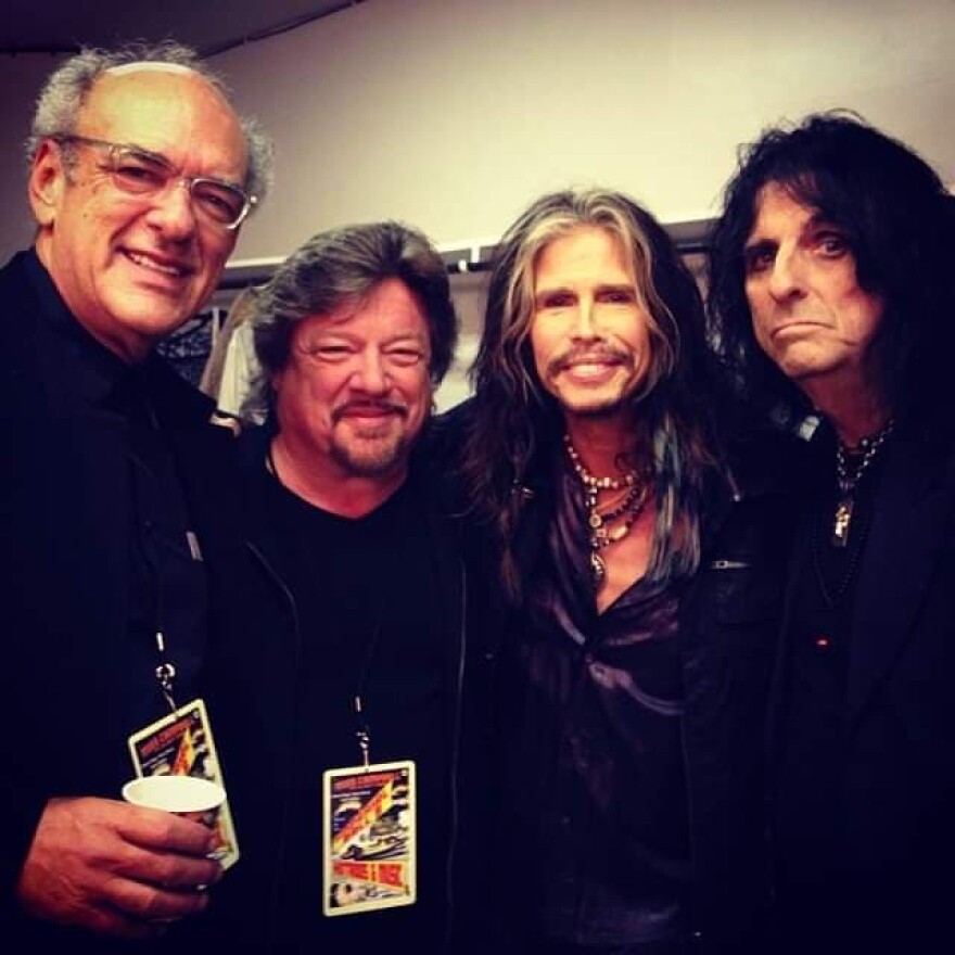 Danny Zelisko with Shep Gordon, Steven Tyler and Alice Cooper