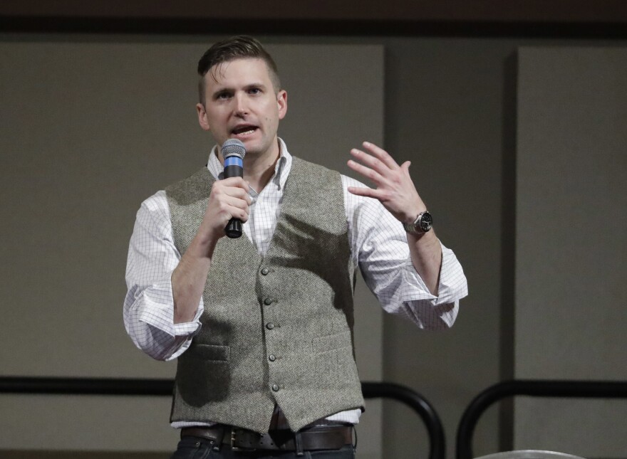 White nationalist Richard Spencer at Texas A&M University in College Station, Texas, in December 2016. Gainesville officials are continuing to make preparations for Spencer's scheduled appearance at the University of Florida on Oct. 19, including for the appearance coinciding with the city's Pride Week. (AP/file)