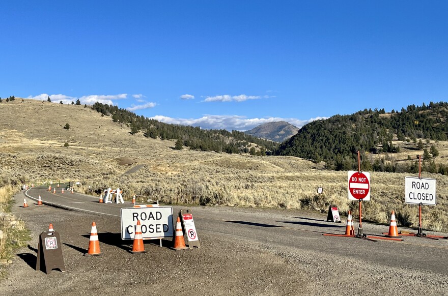 Road closures at the Northeast Entrance Road in the Lamar River Valley.