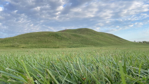 Monks Mound is the largest man-made earthen mound in North America. It is located at the Cahokia Mounds UNESCO World Heritage Site in southwestern Illinois, near Saint Louis.