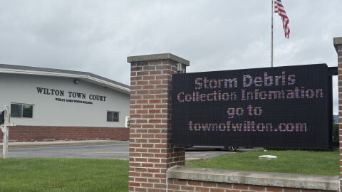 Wilton Town Hall following the tornado