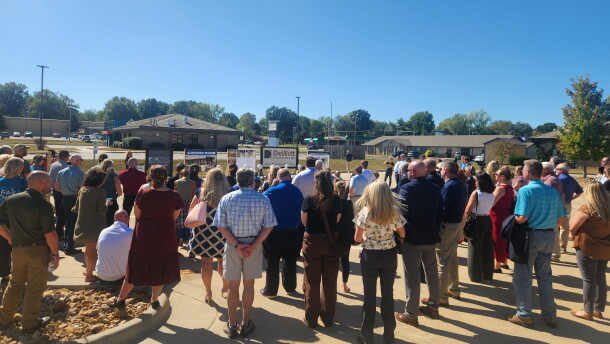 A crowd gathered at the groundbreaking for the Child Advocacy Center's new building on W. Elfindale in Springfield, Mo. on October 12, 2026.