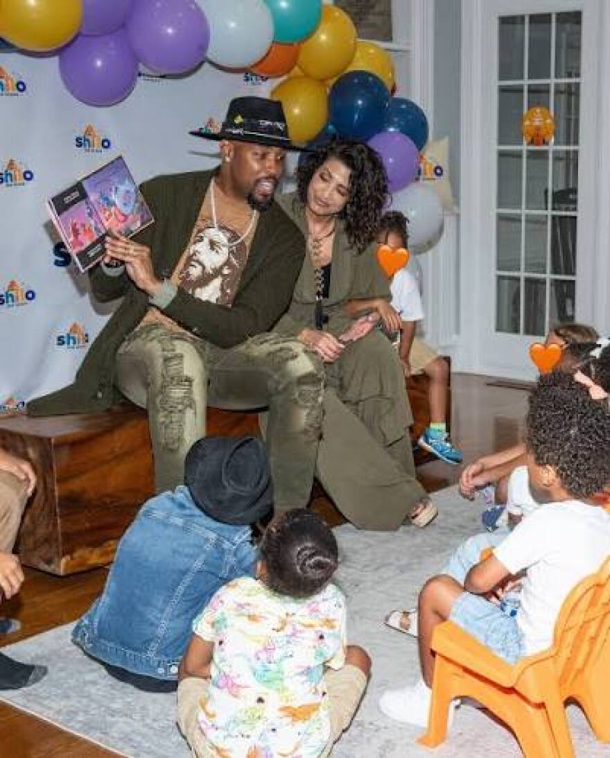 Montell and Kristin Jordan read from their new children's book Shilo and the Not-So-Scary Girl Above His Bed.