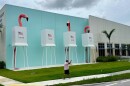 "VOTE!" at the new headquarters of the Palm Beach County Supervisor of Elections.