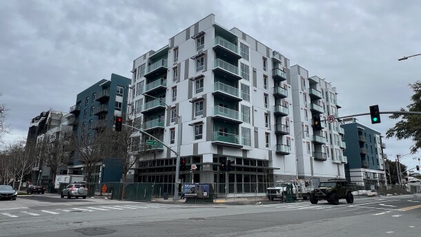 A plan by the City of Santa Cruz to expand downtown housing envisions high-rises up to 12 stories tall, or roughly twice the size of this building under construction at Laurel and Pacific Avenues.