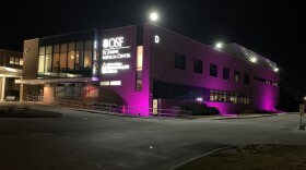 Hospital lit in pink