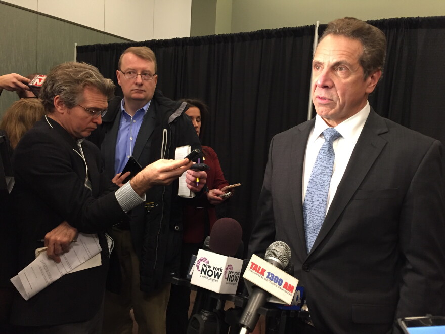 Governor Cuomo spoke with reporters in Albany on Wednesday