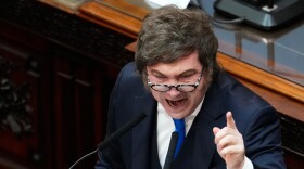 Argentina's President Javier Milei delivers the annual State of the Nation address at Congress in Buenos Aires, Argentina, Sunday, March 1, 2026.