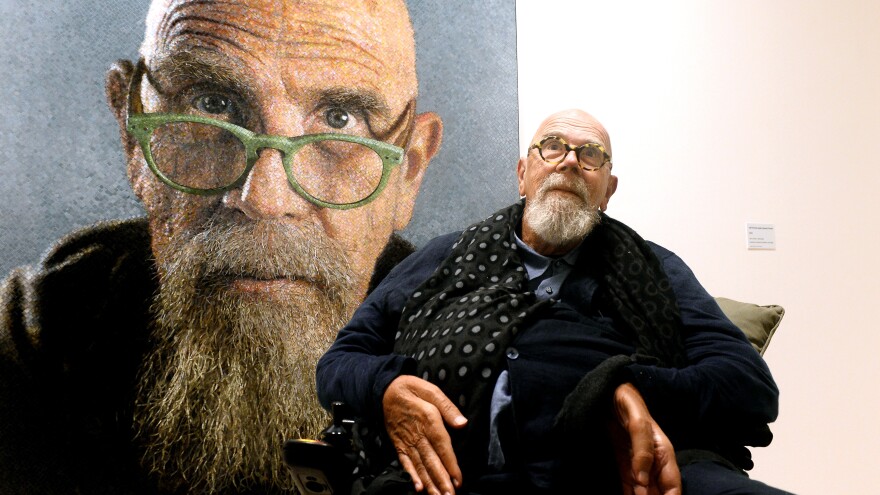 Artist Chuck Close at a 2019 exhibition of his work in Ravenna, Italy.