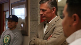 Sen. Martin Heinrich (D-N.M.) listens during a tour at the South Valley Economic Development Center on Wednesday Aug. 23, 2023. Heinrich joined with Senators from Colorado and Kansas to push for a national groundwater conservation piloted in the San Luis Valley on the Rio Grande.