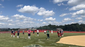 Pittston Area's softball team stretches before their last practice ahead of the state championship game on June 13.