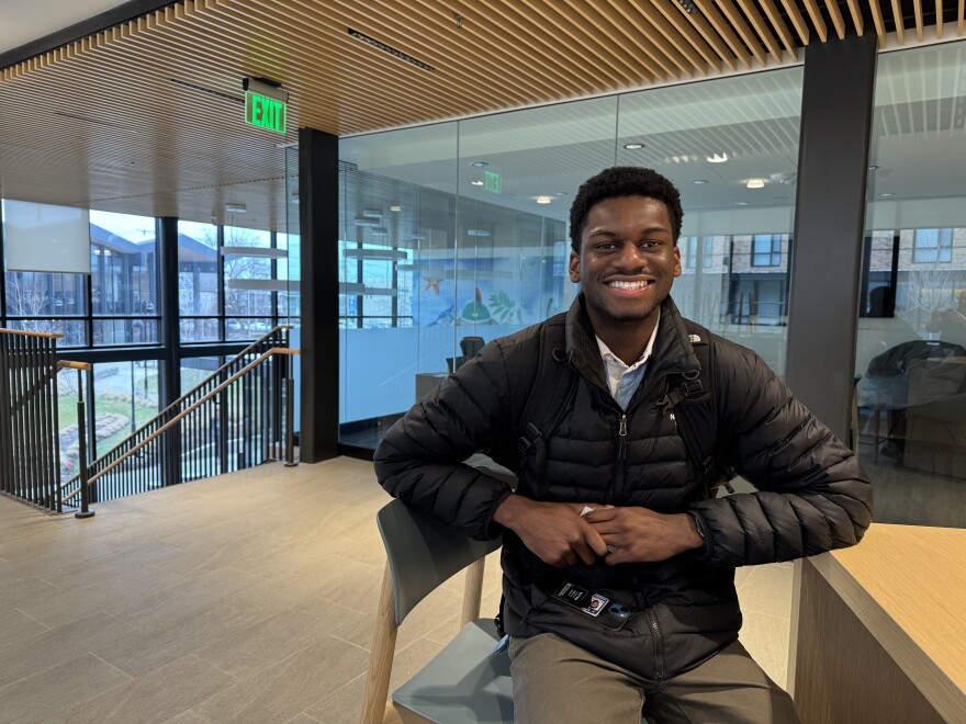 Case Western Reserve University sophomore Dubem Akyunyili said living at the new South Residential Village helps him “lock in’’ to his studies.