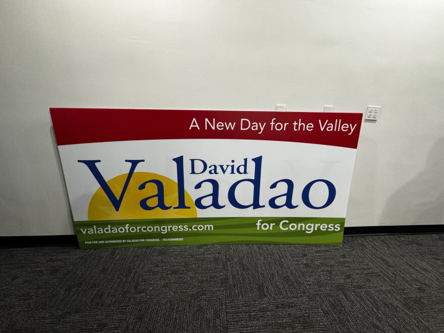 A campaign sign for Republican Congressman David Valadao.