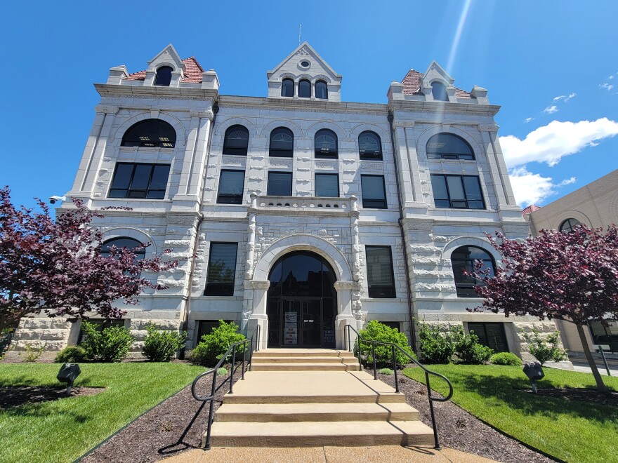 Lawyers convened within the Cole County Courthouse, pictured here in May, 2026, for a lawsuit against Secretary of State Denny Hoskins over his rejection of a proposed constitutional amendment that would better protect citizen-led initiatives.