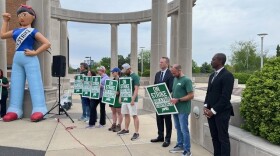 Rep. La Shawn Ford (far right) stands with striking UIS faculty Wednesday.