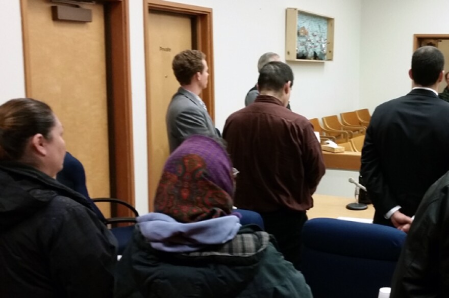 Leroy B. Dick Jr. stood as the jury entered the courtroom to deliver a guilty verdict Tuesday evening in Dillingham. )Credit KDLG News)